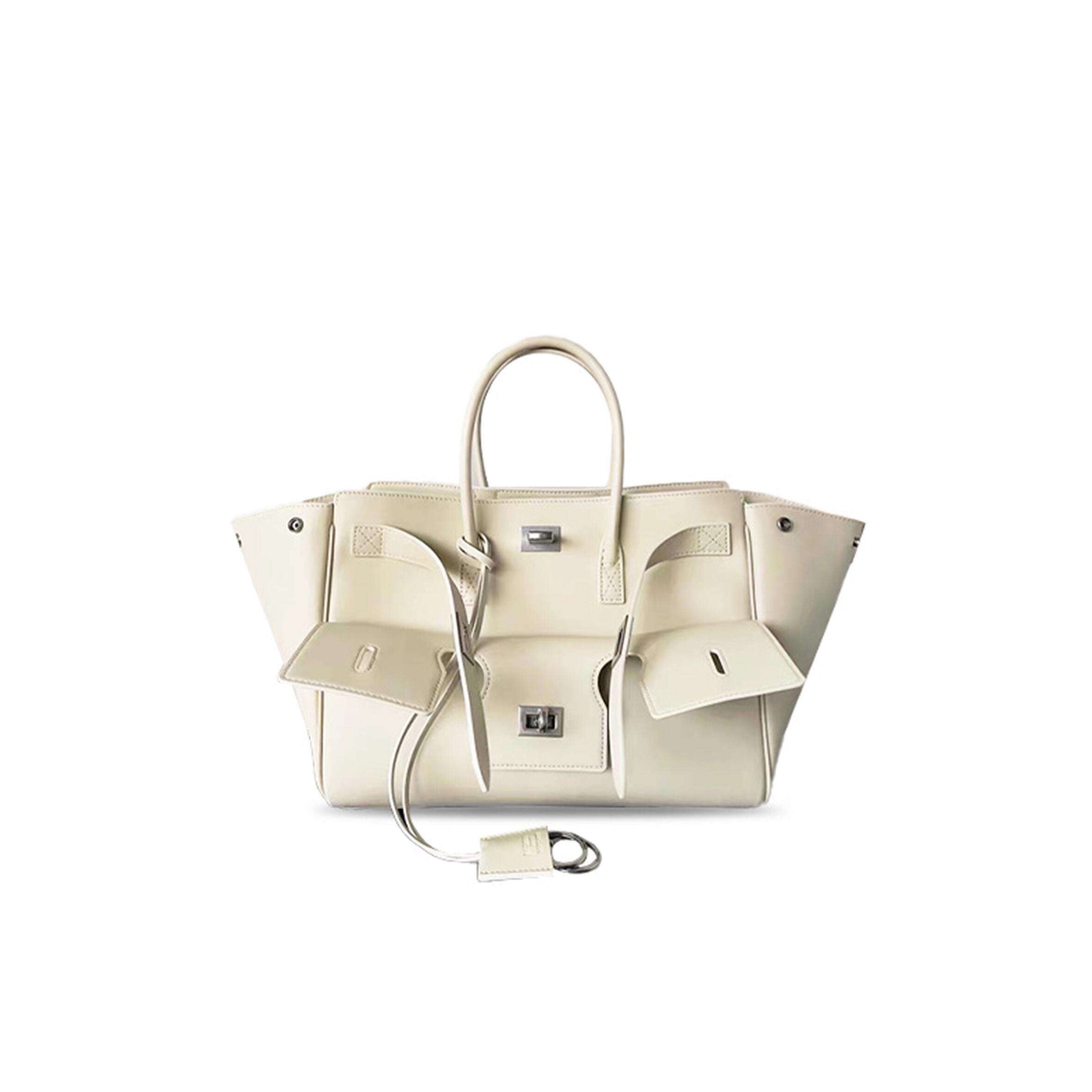 BALENCIAGA WOMEN'S BEL AIR CARRY ALL BAG SMALL IN LATTE 8125452ABAV2623 (29.5*20.3*11.9cm)